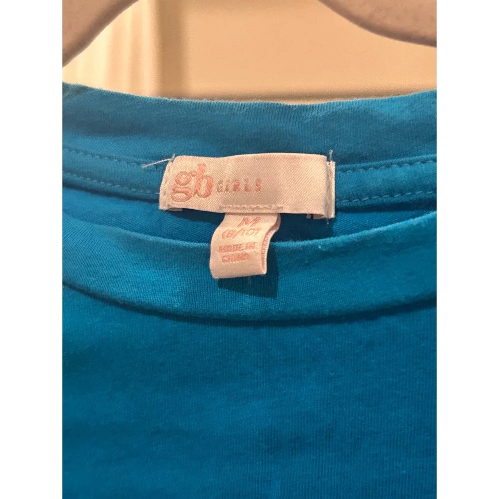gb Girls Blue Cropped Short Sleeve Crew Neck T-Shirt Size M 8-10